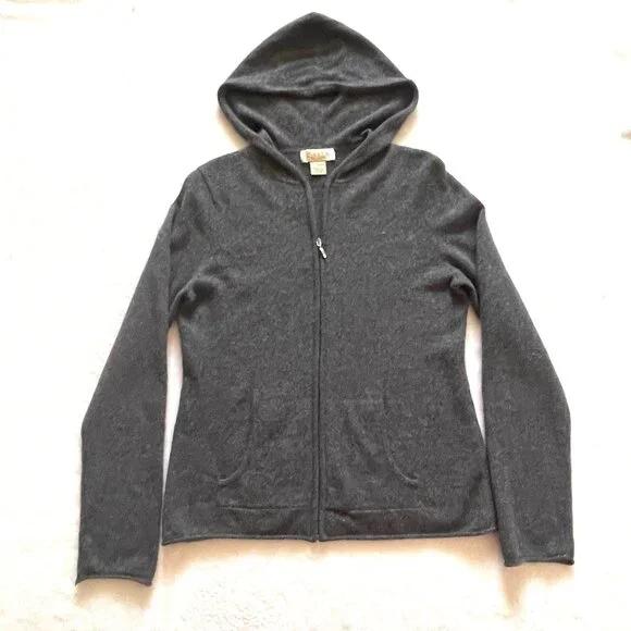 Peck & Peck 2 fly pure cashemere Gray Zip Hoodie - Picture 3 of 11